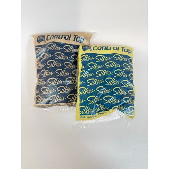 Silkies Set of 2 Panty Hose White and Black Ladies Queen XL New In Pack USA Made - Picture 1 of 5